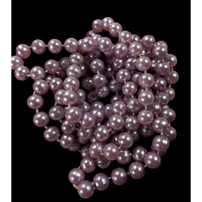 Metallic Coquette Pastel Purple Beaded Opera Necklace