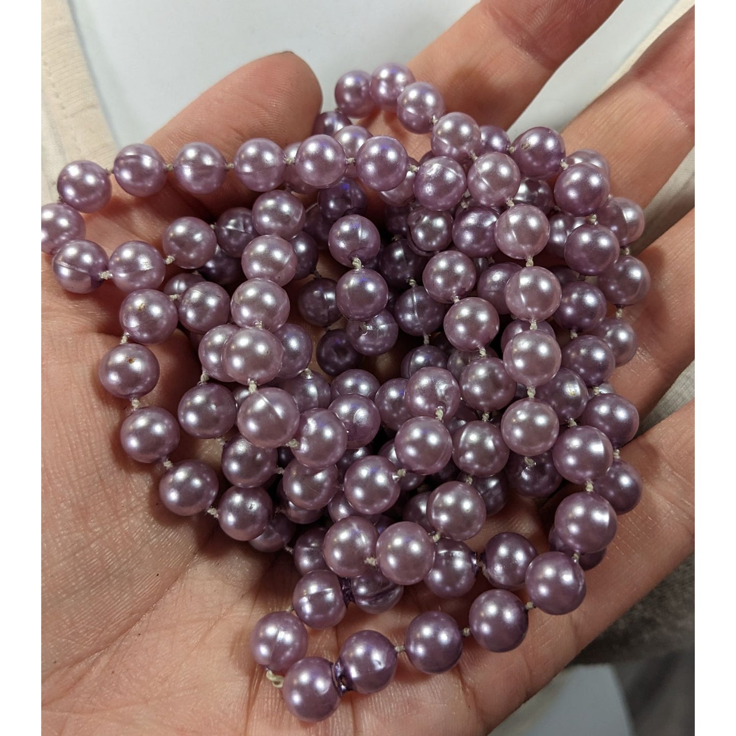 Metallic Coquette Pastel Purple Beaded Opera Necklace