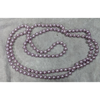 Metallic Coquette Pastel Purple Beaded Opera Necklace