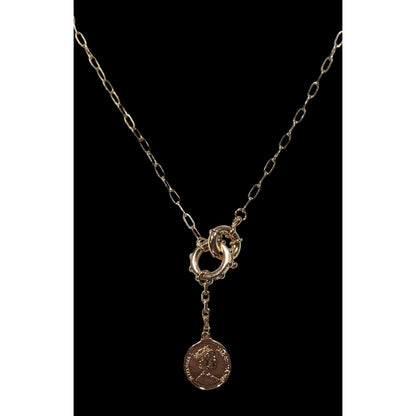 Replica 1989 Isle Of Man Dos Pesos Coin Y Drop Pendant Necklace