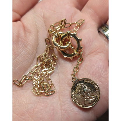 Replica 1989 Isle Of Man Dos Pesos Coin Y Drop Pendant Necklace