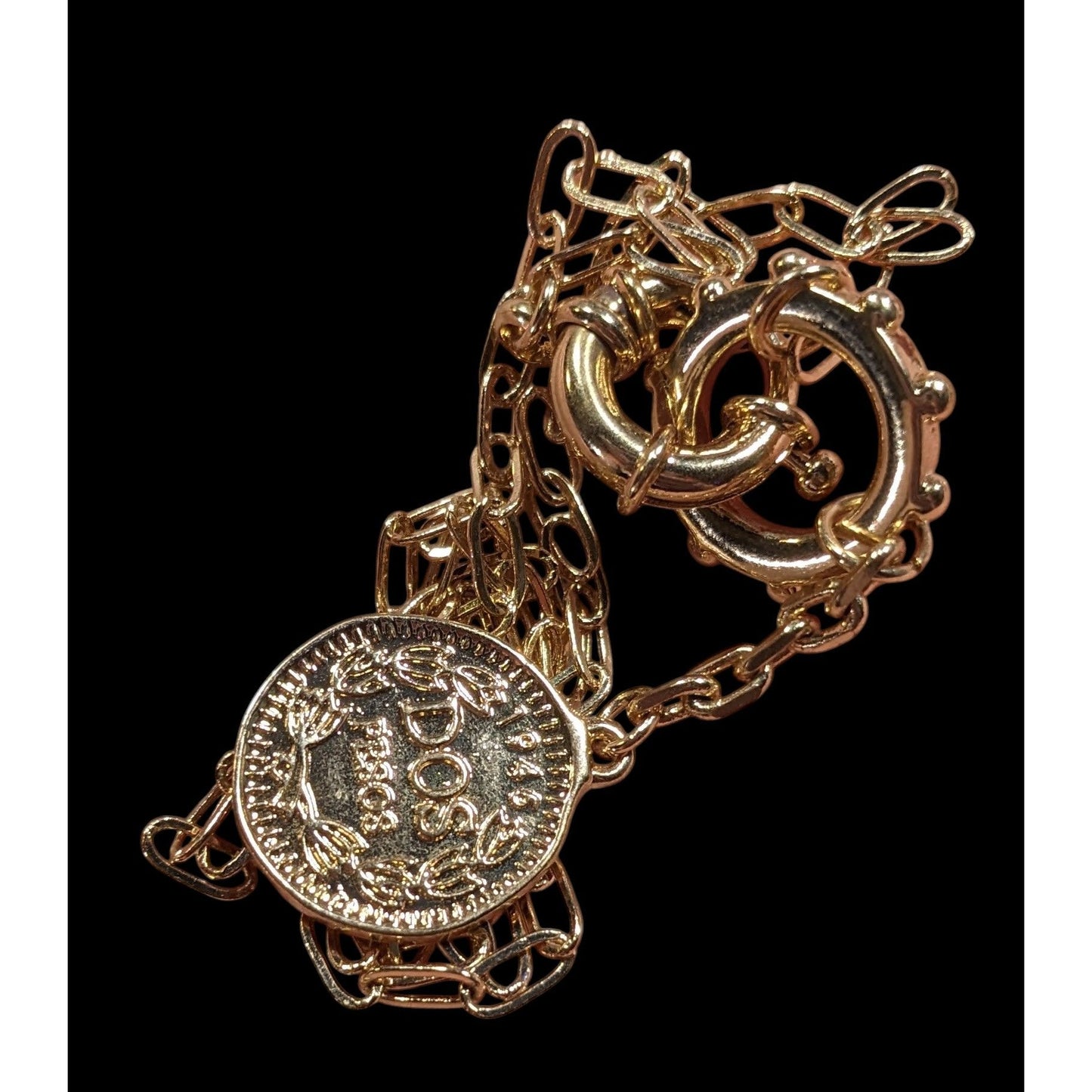 Replica 1989 Isle Of Man Dos Pesos Coin Y Drop Pendant Necklace