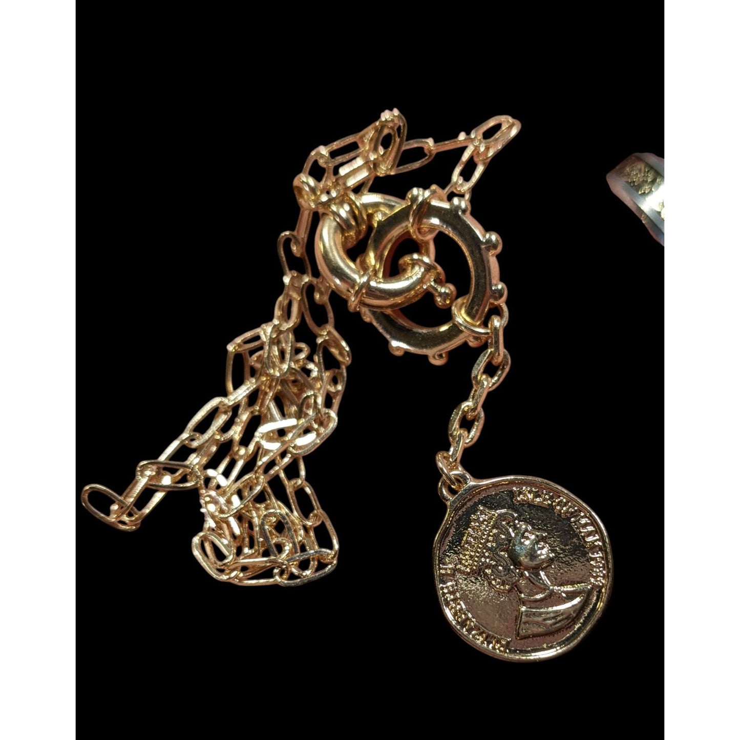 Replica 1989 Isle Of Man Dos Pesos Coin Y Drop Pendant Necklace