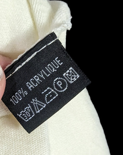 Vintage French Coquette White Scarf With Lace & Button Accents 100% Acrylic 82"x20"