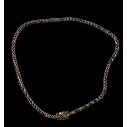 Vintage Silver Tone Woven Necklace With Magnetic Front Clasp