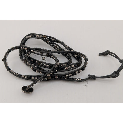 Club Monaco Black Beaded Adjustable Wrap Bracelet