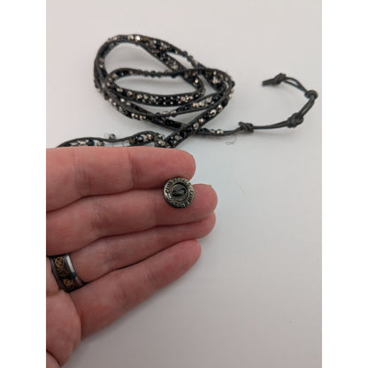Club Monaco Black Beaded Adjustable Wrap Bracelet