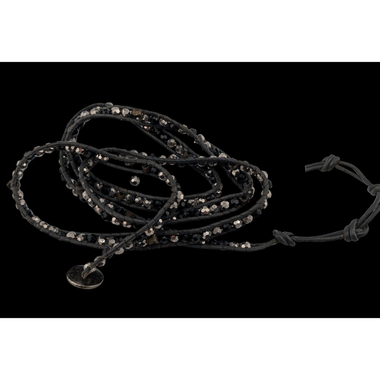 Club Monaco Black Beaded Adjustable Wrap Bracelet