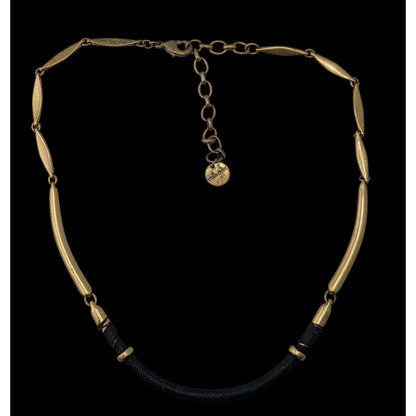 Stella & Dot Marcell Choker Collar Black And Gold Tone Necklace