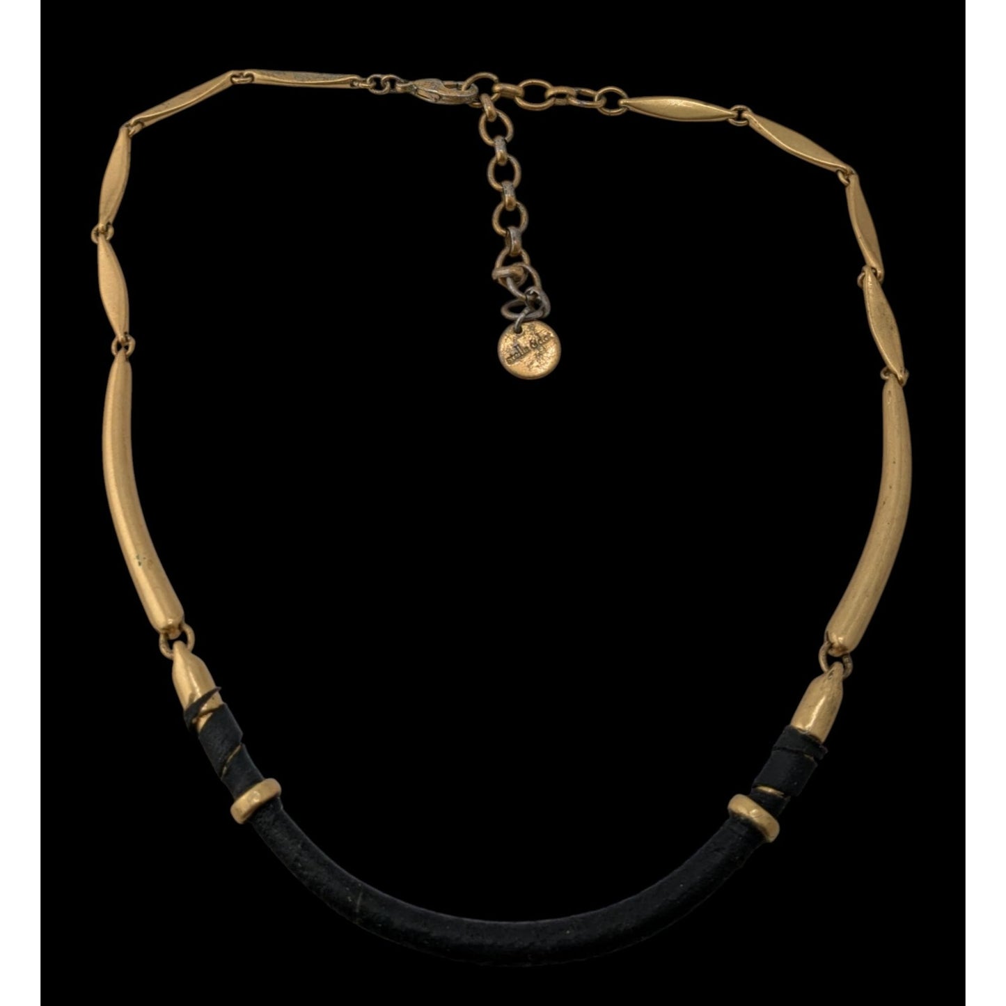 Stella & Dot Marcell Choker Collar Black And Gold Tone Necklace