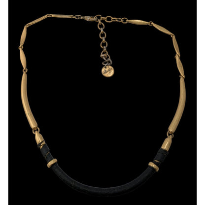 Stella & Dot Marcell Choker Collar Black And Gold Tone Necklace