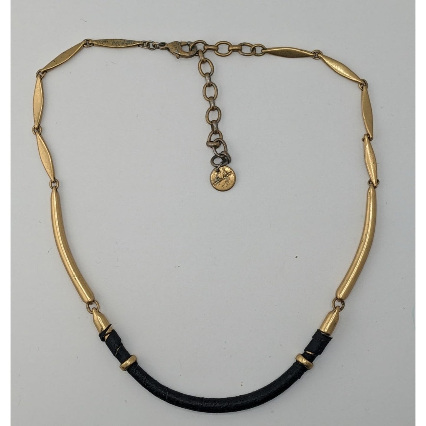 Stella & Dot Marcell Choker Collar Black And Gold Tone Necklace