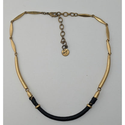 Stella & Dot Marcell Choker Collar Black And Gold Tone Necklace