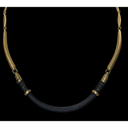 Stella & Dot Marcell Choker Collar Black And Gold Tone Necklace