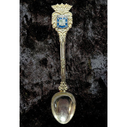 Vintage Ornate Metal Gold Tone Madrid Spain Souvenir Spoon 4 3/4 Inch