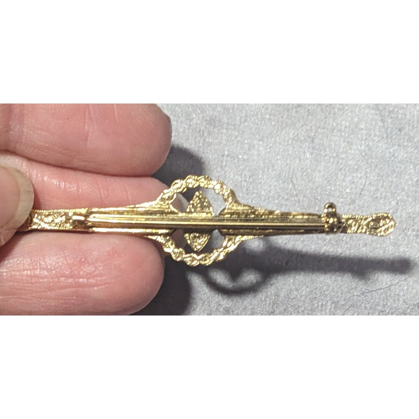 Vintage Art Deco Gold Tone Rhinestone Brooch