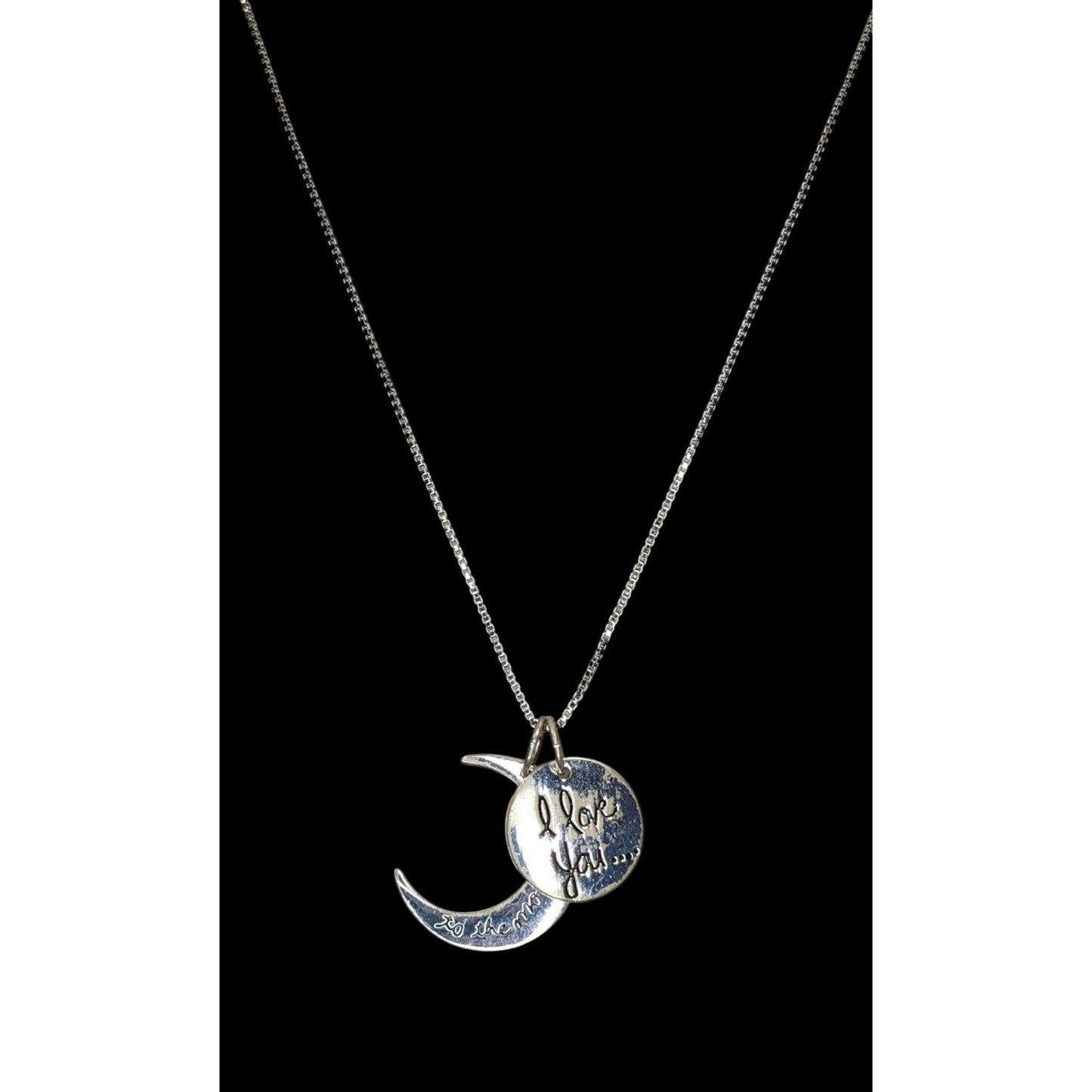I Love You to the Moon and Back Necklace Moon Pendant Silver 18KGP Gift Jewelry