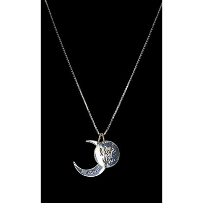 I Love You to the Moon and Back Necklace Moon Pendant Silver 18KGP Gift Jewelry