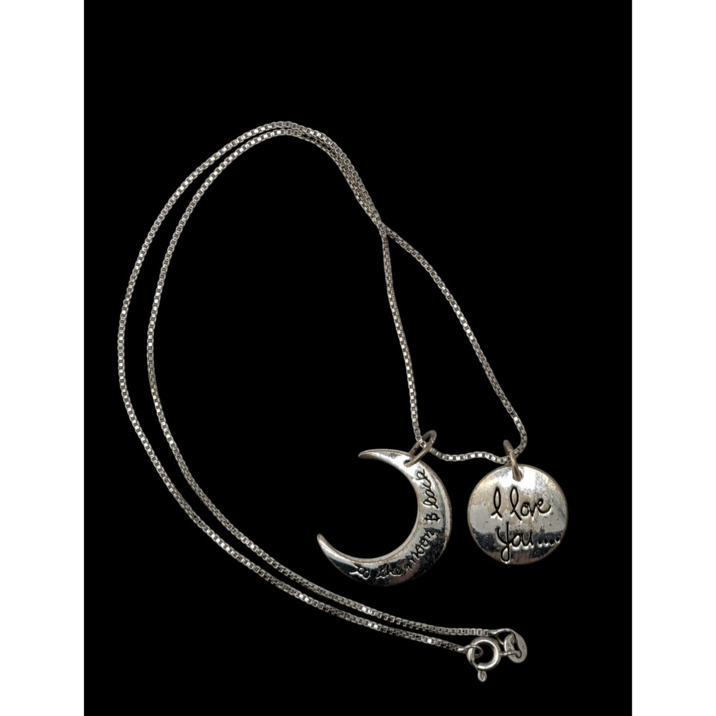 I Love You to the Moon and Back Necklace Moon Pendant Silver 18KGP Gift Jewelry