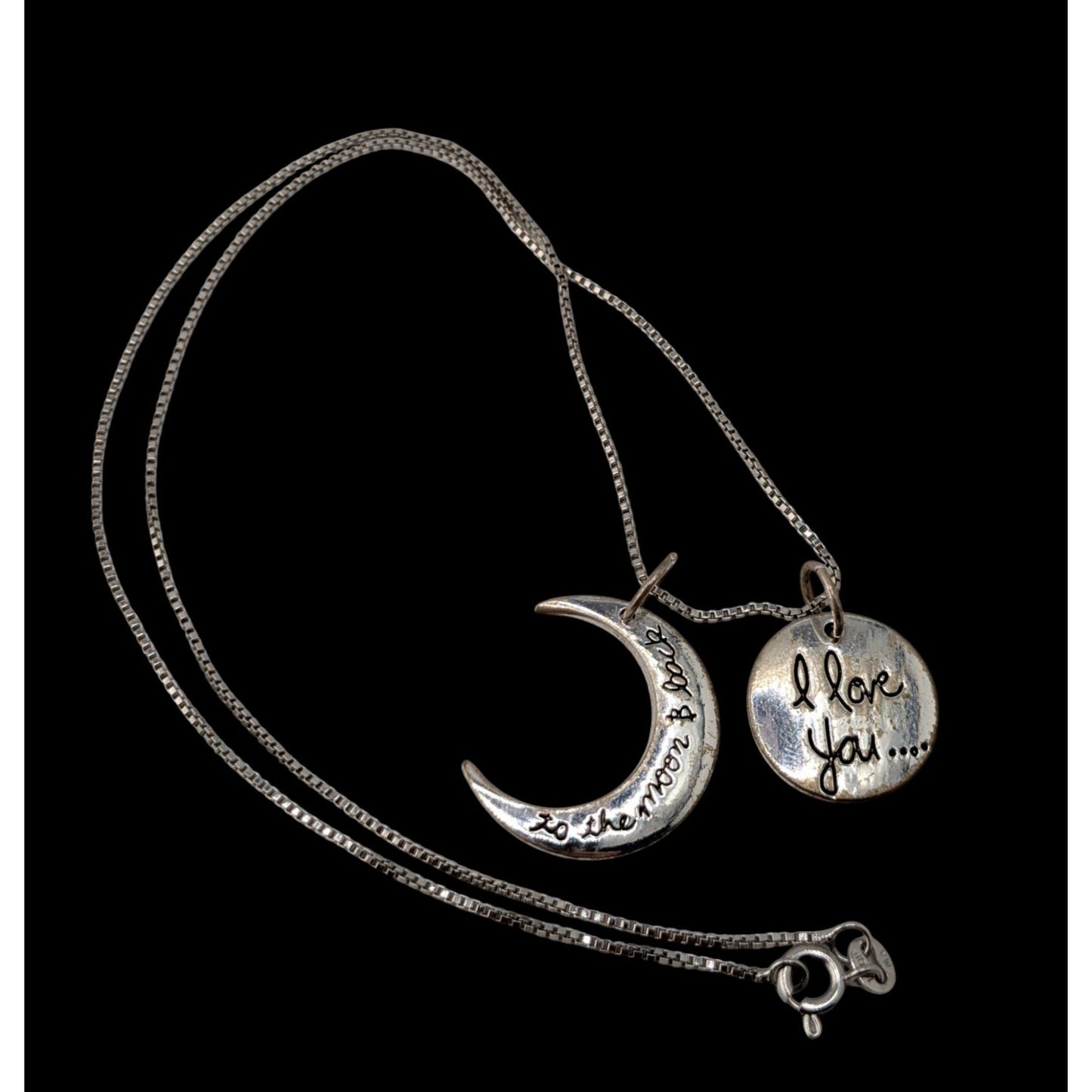 I Love You to the Moon and Back Necklace Moon Pendant Silver 18KGP Gift Jewelry