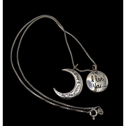 I Love You to the Moon and Back Necklace Moon Pendant Silver 18KGP Gift Jewelry
