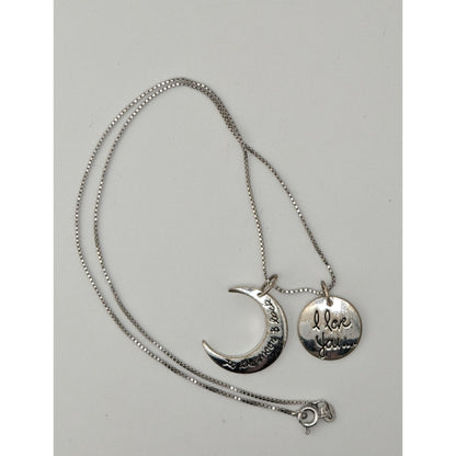 I Love You to the Moon and Back Necklace Moon Pendant Silver 18KGP Gift Jewelry