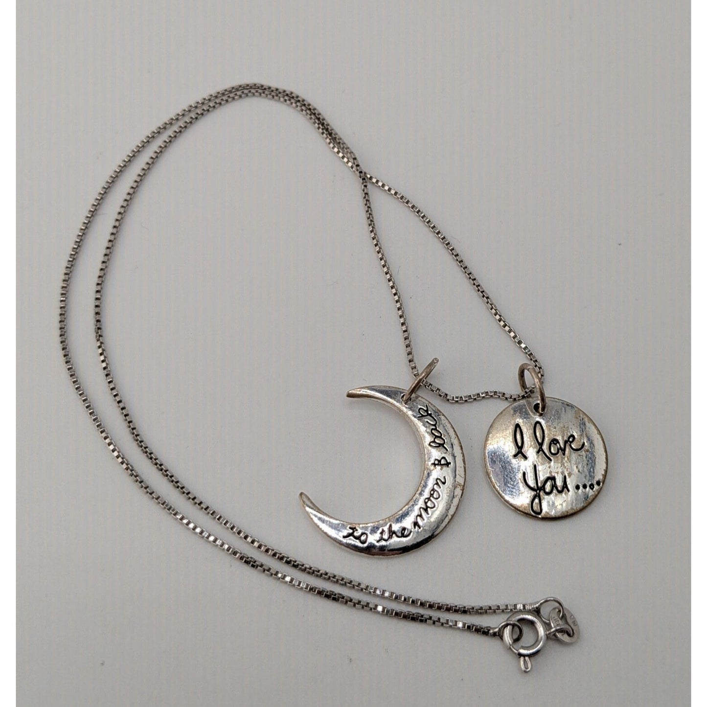 I Love You to the Moon and Back Necklace Moon Pendant Silver 18KGP Gift Jewelry