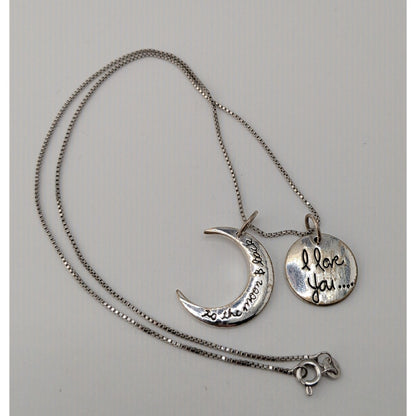 I Love You to the Moon and Back Necklace Moon Pendant Silver 18KGP Gift Jewelry
