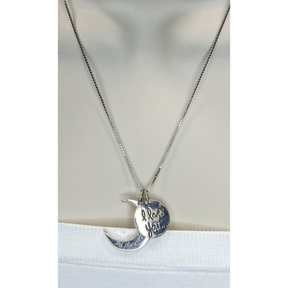 I Love You to the Moon and Back Necklace Moon Pendant Silver 18KGP Gift Jewelry