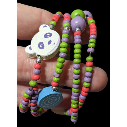 Candycore Rainbow Panda Beaded Coil Bracelet