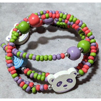 Candycore Rainbow Panda Beaded Coil Bracelet