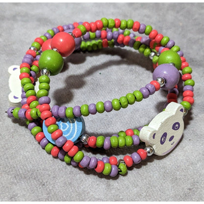 Candycore Rainbow Panda Beaded Coil Bracelet