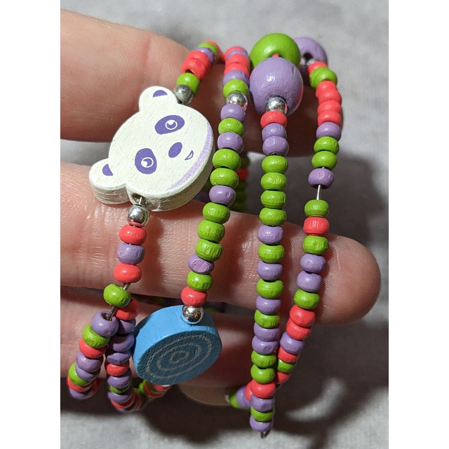 Candycore Rainbow Panda Beaded Coil Bracelet