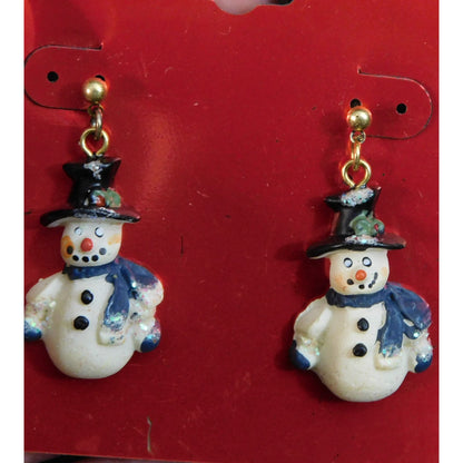 Festive Snowman Christmas Dangle Earrings