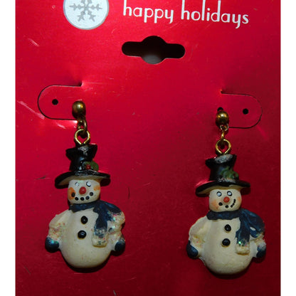 Festive Snowman Christmas Dangle Earrings