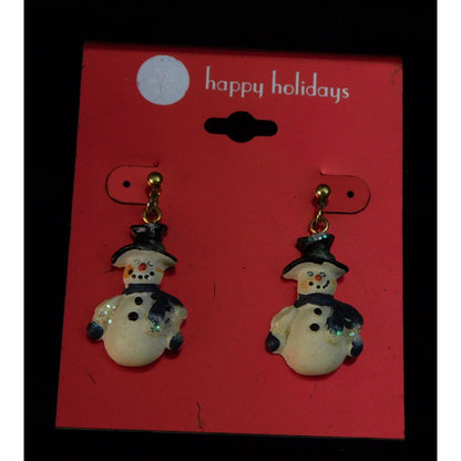 Festive Snowman Christmas Dangle Earrings