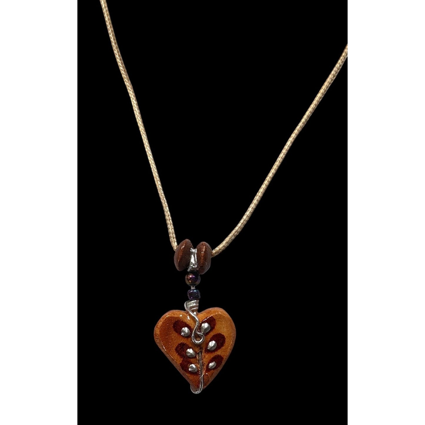 Handmade Fairycore Carved Wood Heart Pendant Necklace