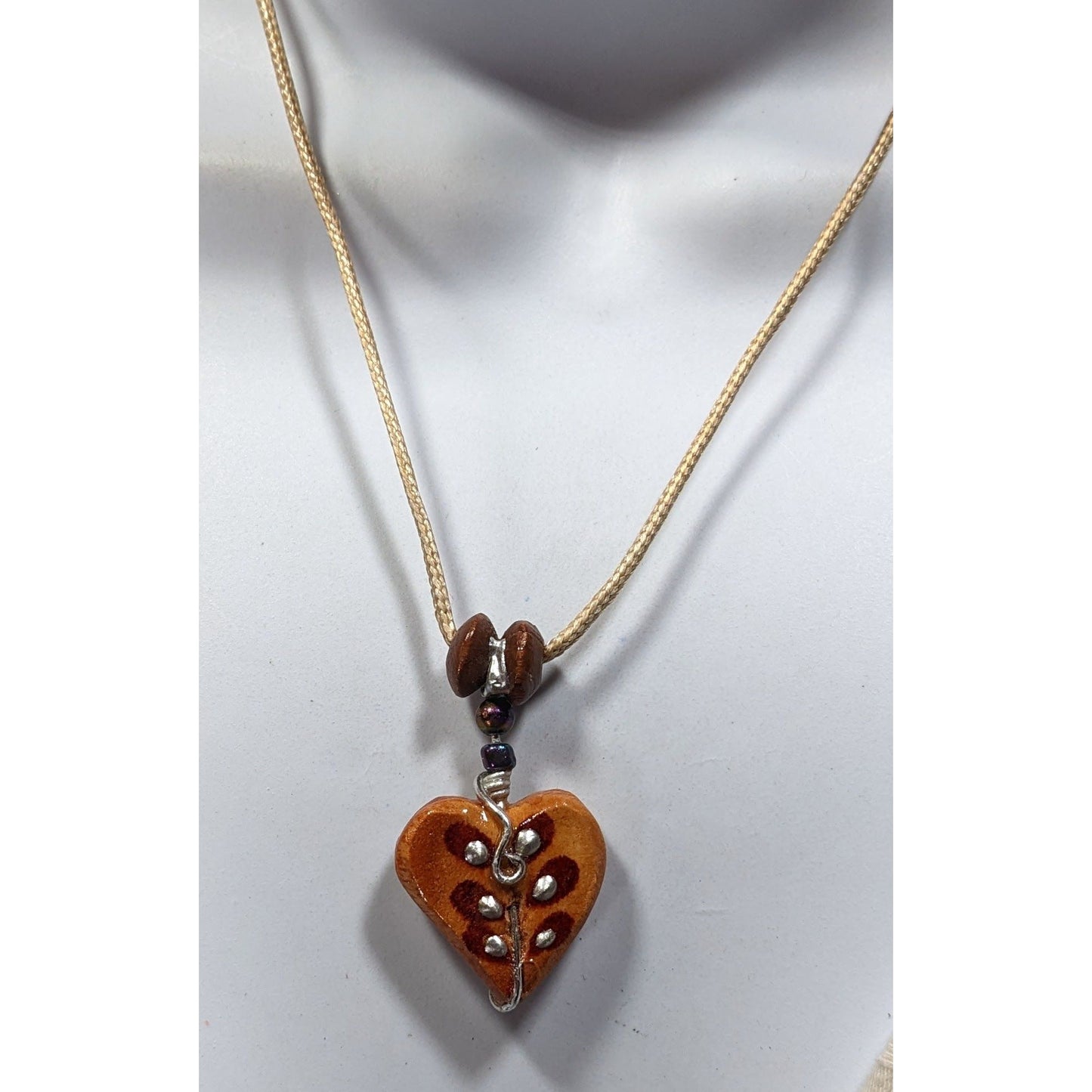 Handmade Fairycore Carved Wood Heart Pendant Necklace