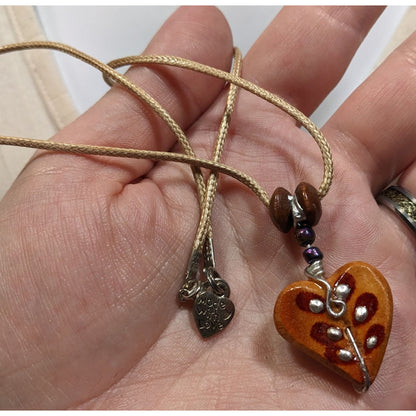 Handmade Fairycore Carved Wood Heart Pendant Necklace
