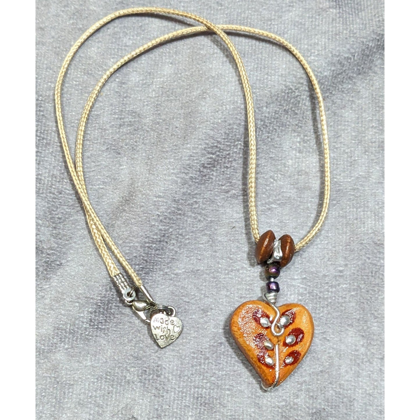 Handmade Fairycore Carved Wood Heart Pendant Necklace