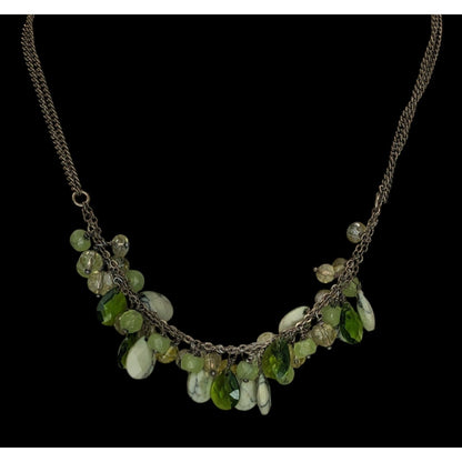 Kenneth Cole Vintage Green Beaded Fringe Necklace 16 Inch Boho Statement