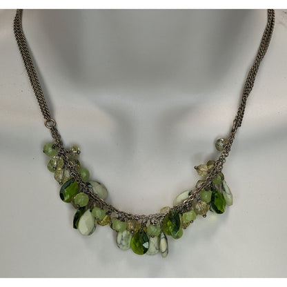 Kenneth Cole Vintage Green Beaded Fringe Necklace 16 Inch Boho Statement