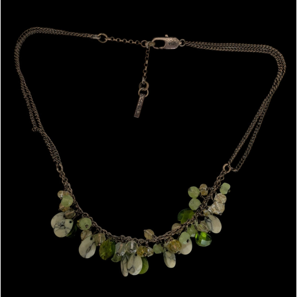 Kenneth Cole Vintage Green Beaded Fringe Necklace 16 Inch Boho Statement