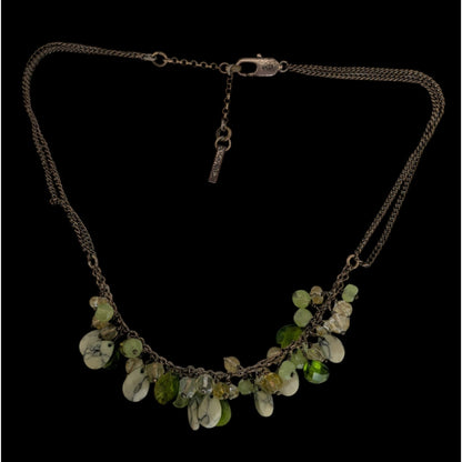 Kenneth Cole Vintage Green Beaded Fringe Necklace 16 Inch Boho Statement