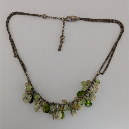 Kenneth Cole Vintage Green Beaded Fringe Necklace 16 Inch Boho Statement