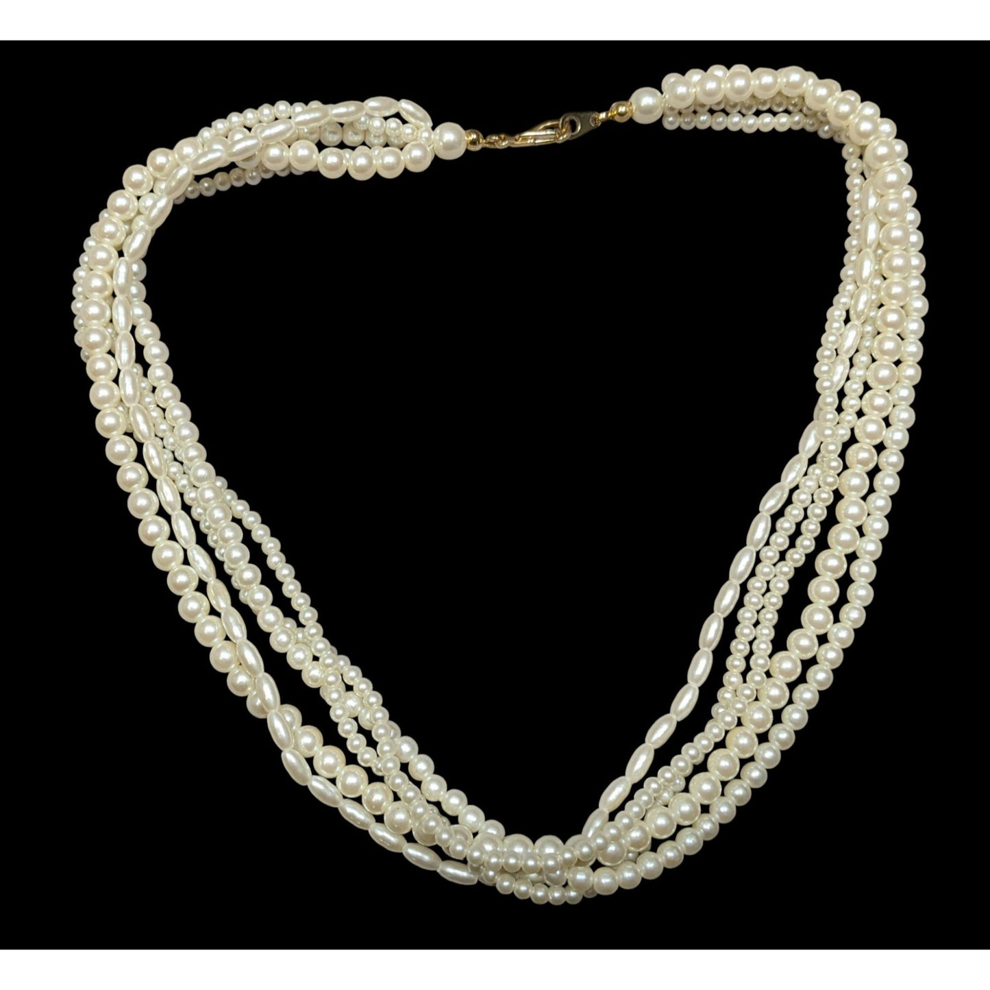 Vintage Multilayer Cream Faux Pearl Necklace