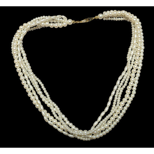 Vintage Multilayer Cream Faux Pearl Necklace