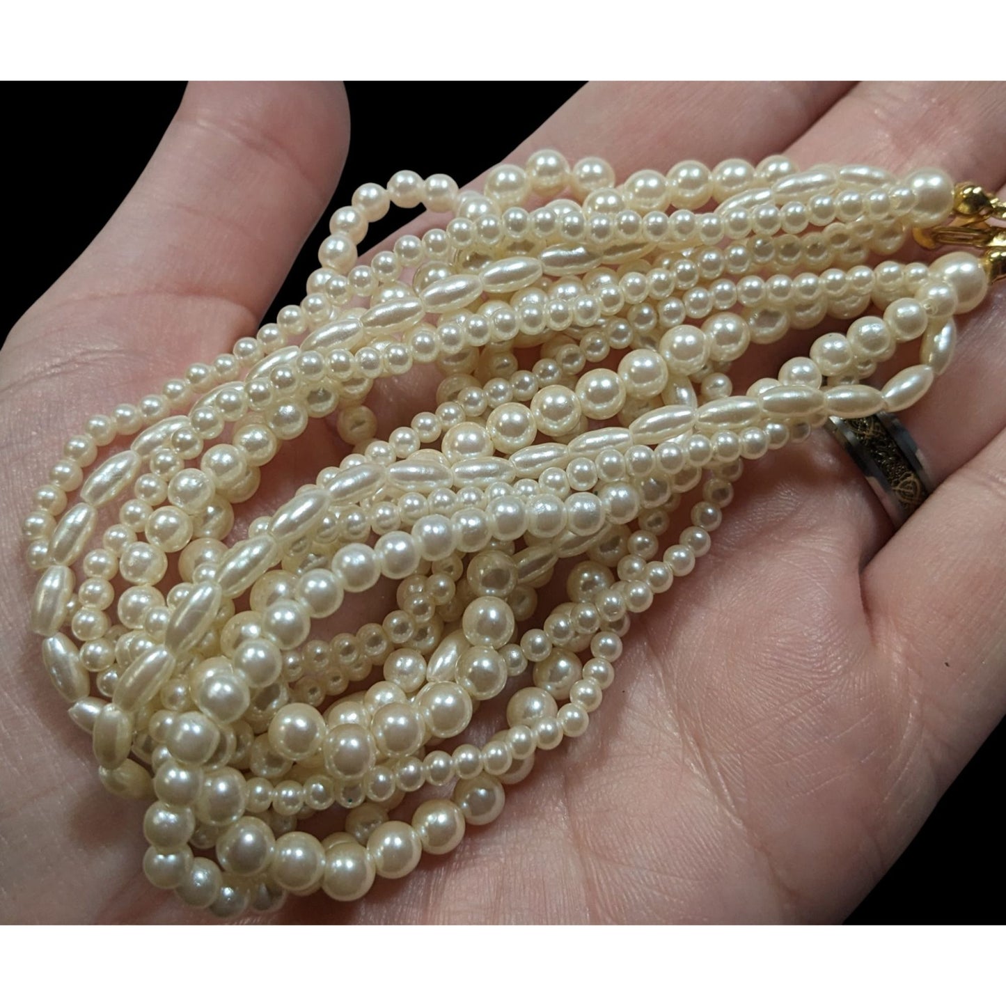 Vintage Multilayer Cream Faux Pearl Necklace