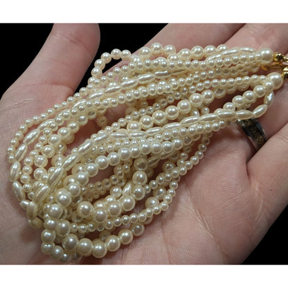 Vintage Multilayer Cream Faux Pearl Necklace