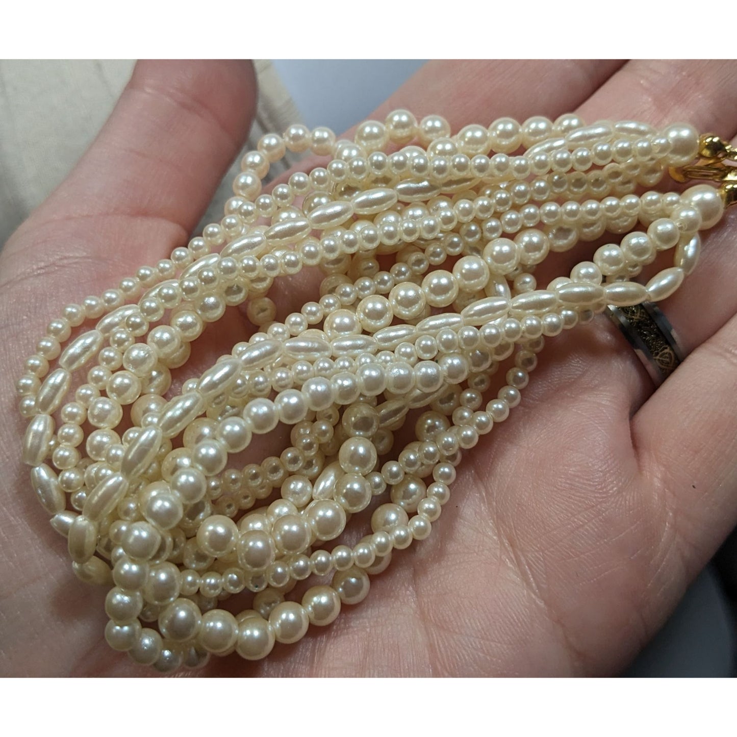 Vintage Multilayer Cream Faux Pearl Necklace